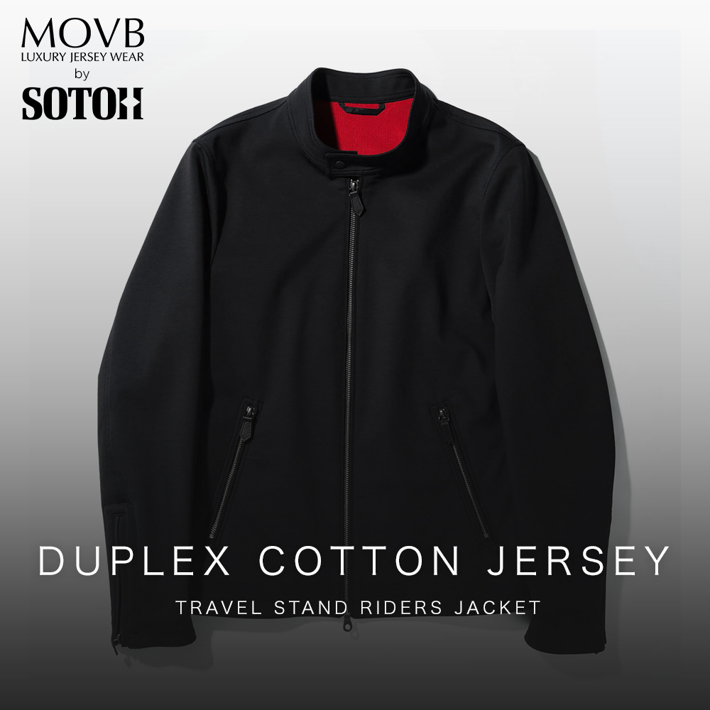 【MOVBモーヴ】日本製Duplex Cotton Jersey トラベルスタンドライダースブルゾン MOVB