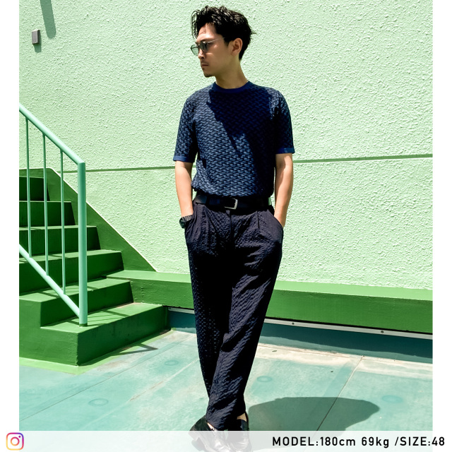 ディアマンテジャガード半袖クルーネックニットT 150705 G-STAGE ジー