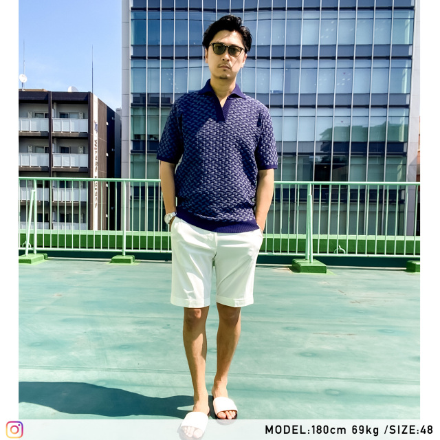 ディアマンテジャガード半袖スキッパーニットポロ 150706 G-STAGE ジー