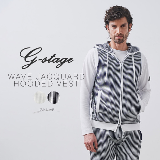 SALE ウェーブボーダージャガードフーデッドベスト 151201 G-STAGE ジーステージ