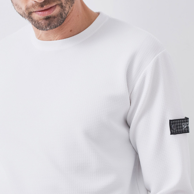 WEB限定] 長袖ストレッチTシャツ 真っ白クルーネックロンT 151521 G