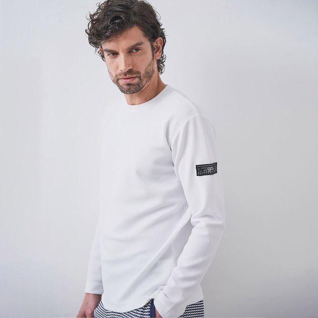 WEB限定] 長袖ストレッチTシャツ 真っ白クルーネックロンT 151521 G