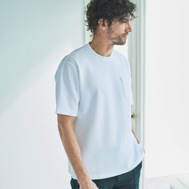 WEB限定] 半袖ストレッチTシャツ 真っ白クルーネック 151522 G-STAGE