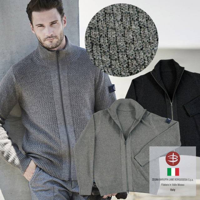 イタリアウールゼニアバルファ 鹿の子編zipセーター G Stage ジーステージ メンズウエアg Stage