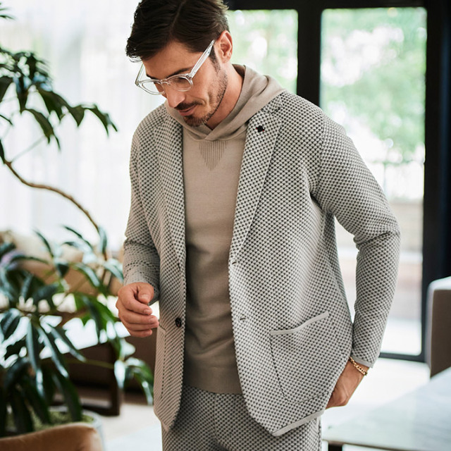 SALE G-ZERO 軽量 ブリスター 格子編み 洗える ニットジャケット