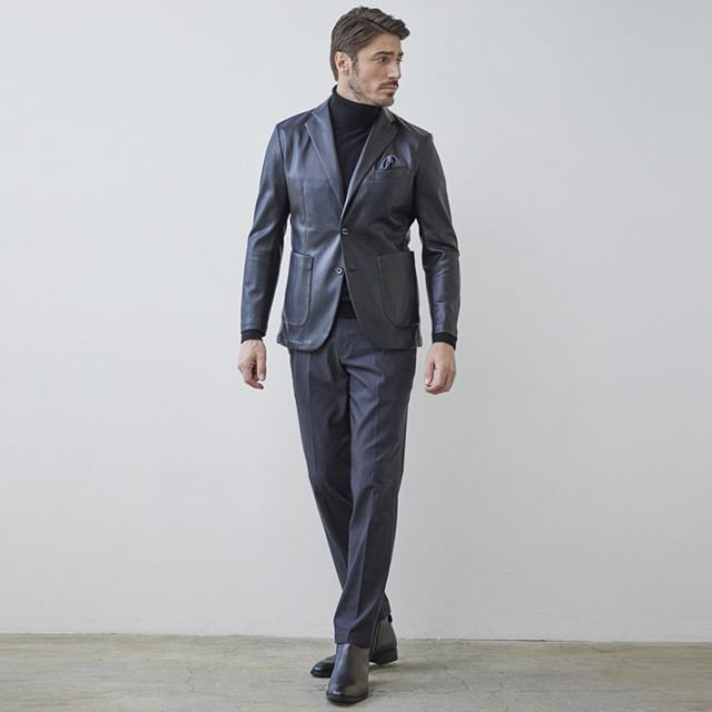 会員様限定SALE］ フェイクレザーテーラードジャケット 240213 G-stage  