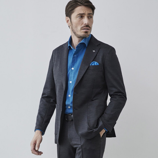 会員様限定] ヘリンボーン ジャガード ジャージジャケット ストレッチ  