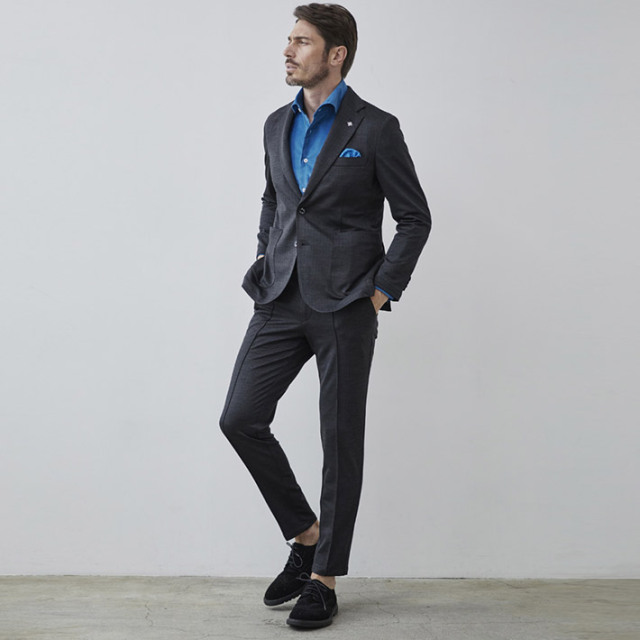 会員様限定] ヘリンボーン ジャガード ジャージジャケット ストレッチ 