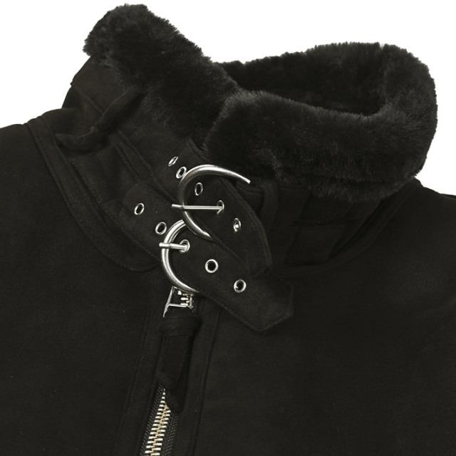 【G-stage】グレー フェイクムートン　チェスターコート g-stage フェイクムートン ブルゾン スタンドネック アウター 防寒