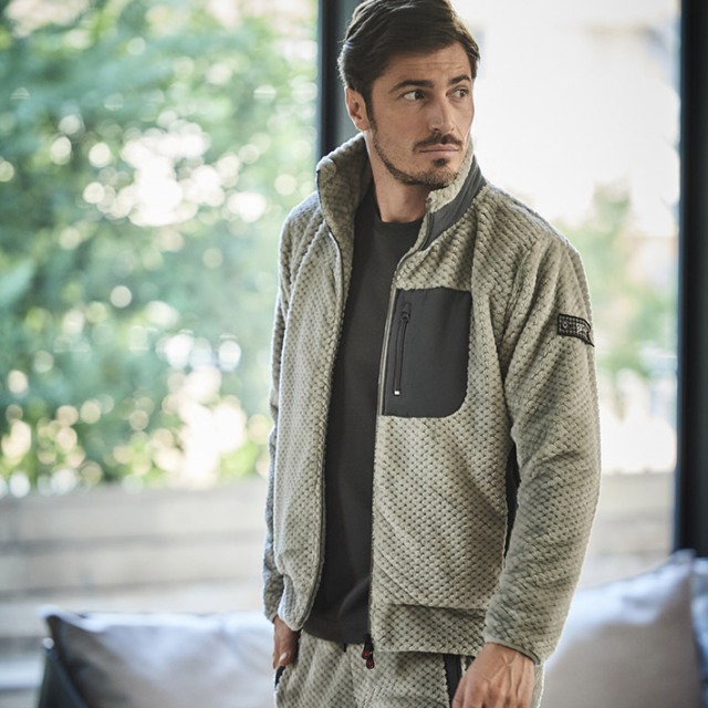 ムートン調 フリース ハイネック ジップブルゾン アウター