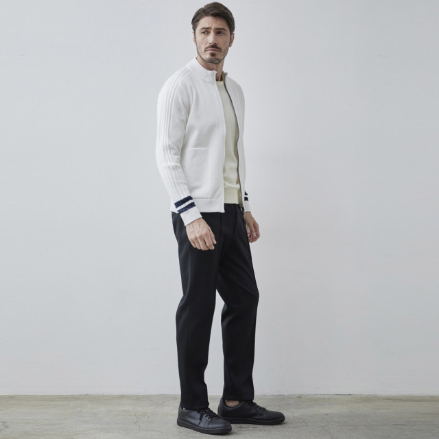 会員様限定] 超ストレッチパンツ ヘリンボーン柄 ニットポンチ ドロー