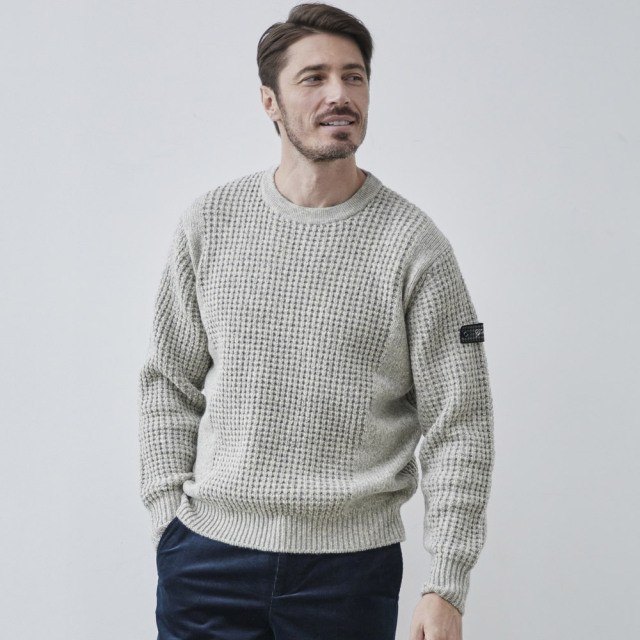 会員様限定販売］SALE タスマニアウール ワッフル柄 クルーネック