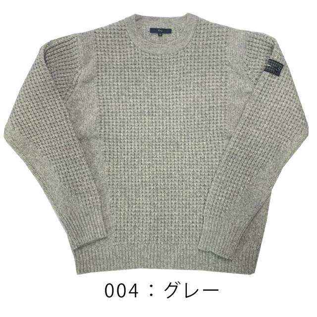 会員様限定販売］SALE タスマニアウール ワッフル柄 クルーネック