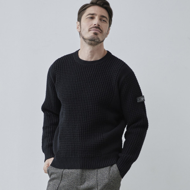 会員様限定SALE2/28迄]在庫限りタスマニアウール ワッフル柄 クルー