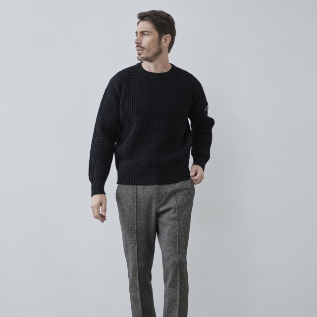会員様限定販売］SALE タスマニアウール ワッフル柄 クルーネック