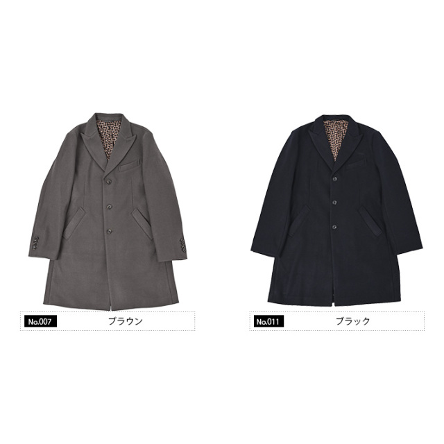 会員様限定SALE]メルトンジャージ シングルピーク チェスターコート