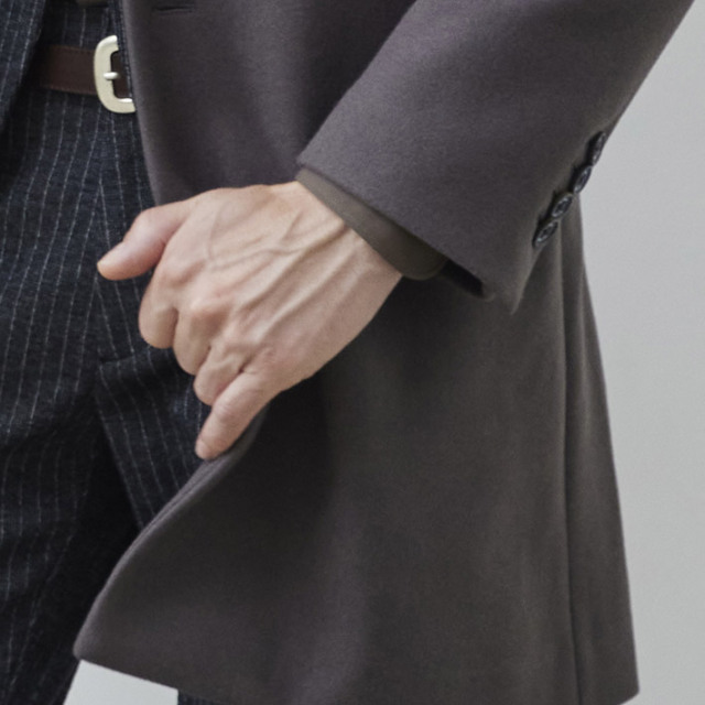 会員様限定SALE]メルトンジャージ シングルピーク チェスターコート
