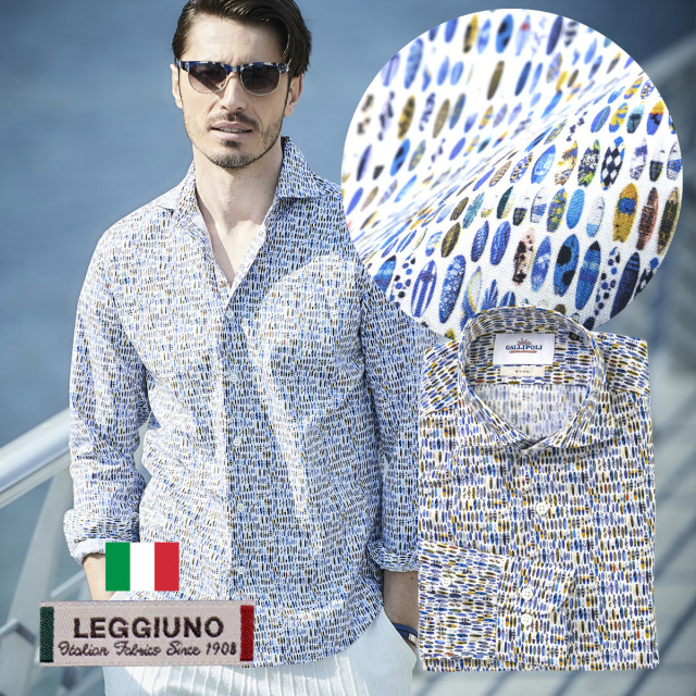 ｓａｌｅ 日本製イタリア生地leggiuno社製 メンズシャツ サーフボード セミワイド コットン Gallipoli Camiceria ガリポリカミチェリア メンズウエアg Stage
