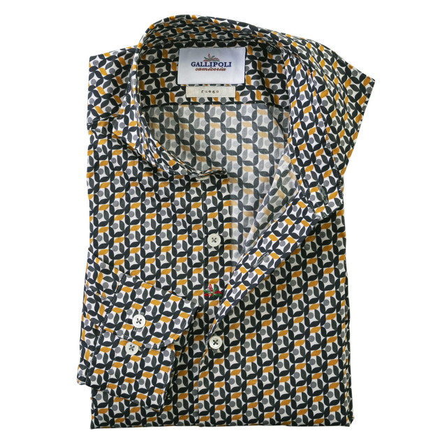 イタリアシャツ オプティカル ジオメトリック柄 Albini生地 カジュアルシャツ カッタウエイ 015 Gallipoli Camiceria ガリポリカミチェリア メンズウエアg Stage