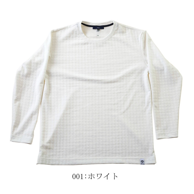 Safari掲載商品　ストレッチジャガードクルーネックロングスリーブカットソー　ホワイト　ネイビー　ブラック 301511 G-stage ジーステージ
