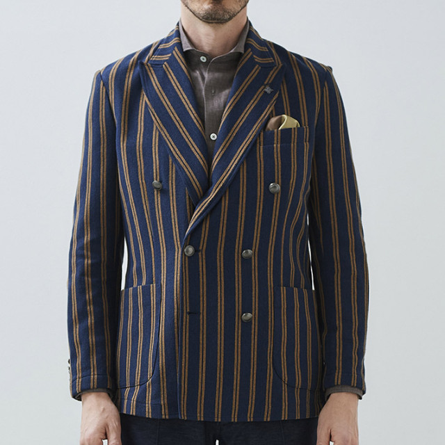 会員様限定販売在庫限り] イタリア製ストレッチジャージ ストライプ  