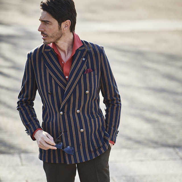 会員様限定販売在庫限り］ イタリア製ストレッチジャージ ストライプ  