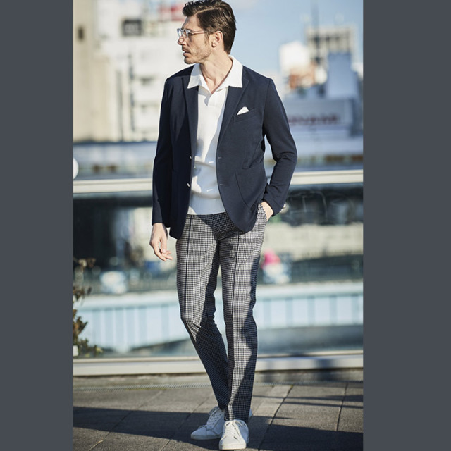 TIME SALE スラックス 清涼 ストレッチパンツ 軽量 千鳥 洗える  