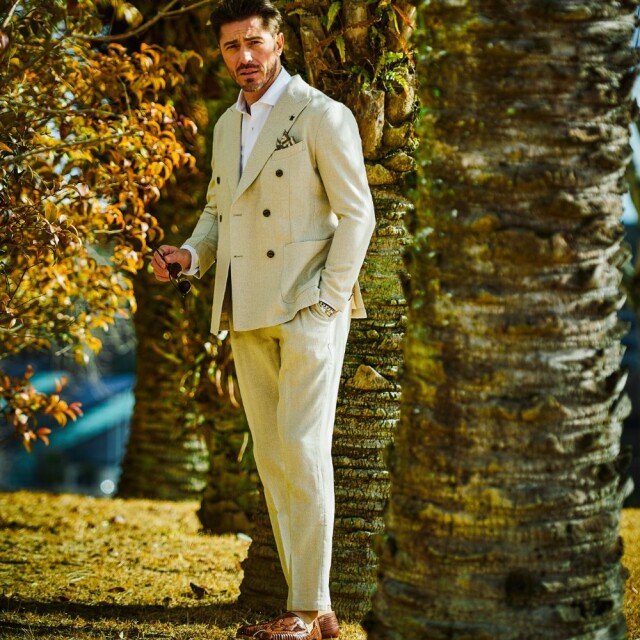 綿麻ヘリンボーンストレッチダブルジャケット 360205 G-STAGE ジーステージ