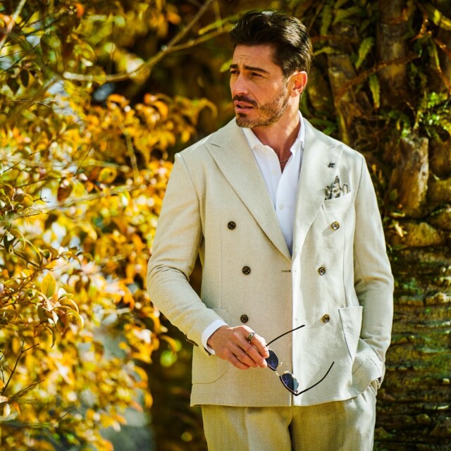 綿麻ヘリンボーンストレッチダブルジャケット 360205 G-STAGE ジーステージ