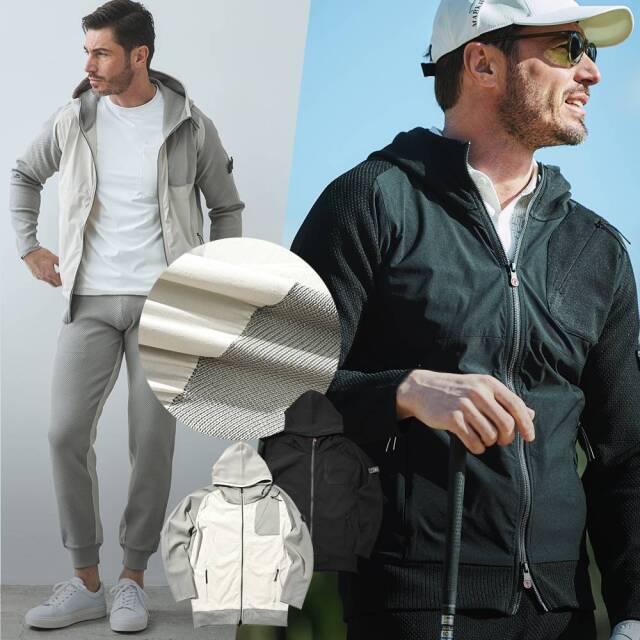 ハイブリット ニットコンビ ジップアップパーカー メンズ 春夏 セットアップ対応 ゴルフ ジーステージ G-STAGE 360406