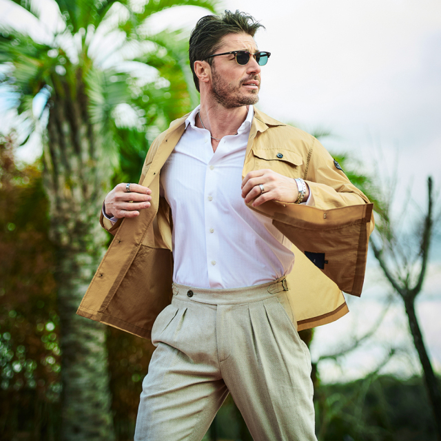 綿麻ヘリンボーンストレッチグルカパンツ 360505 G-STAGE ジーステージ