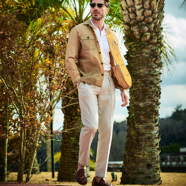 綿麻ヘリンボーンストレッチグルカパンツ 360505 G-STAGE ジーステージ