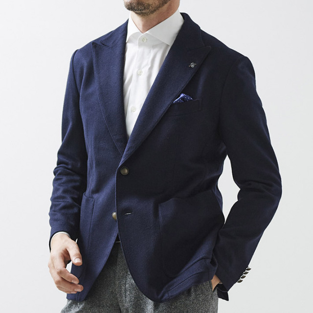 カシミヤジャケット シングル ピアツェンツァ ピークドラペル 420212 G