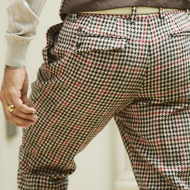 WEB限定SALE ハリスツイード ハウンドトゥースチェック パンツ  