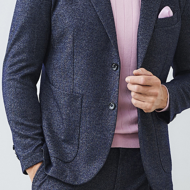 ウールミックス ストレッチ ジャージテーラードジャケット 450201 G