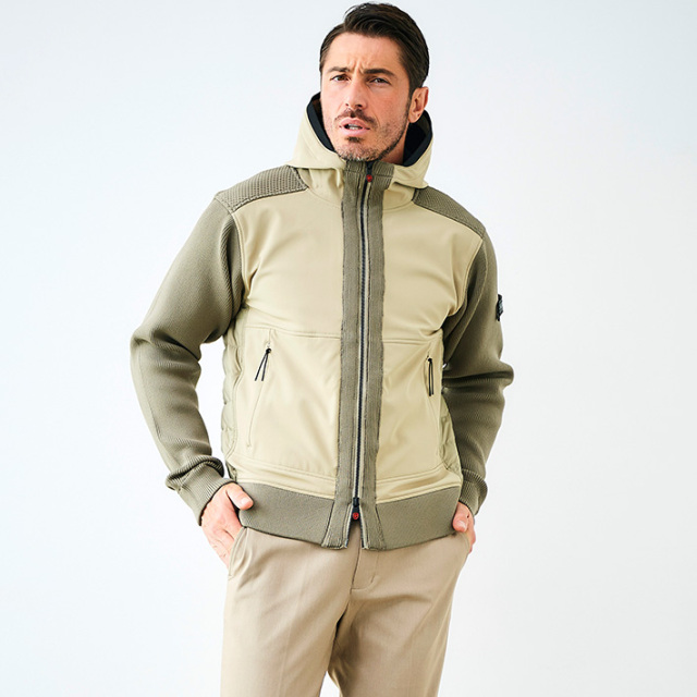 鹿の子編みニットコンビ ダウンブルゾン 450402 G-stage ジーステージ