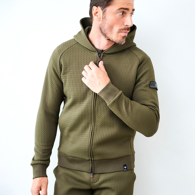 キルティング風ニットジャガードジップアップパーカー 450406 G-STAGE