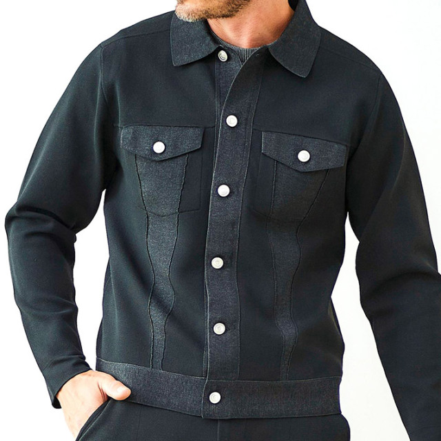 G-ZERO ミラノリブプレーティング編みニットジャージGジャン