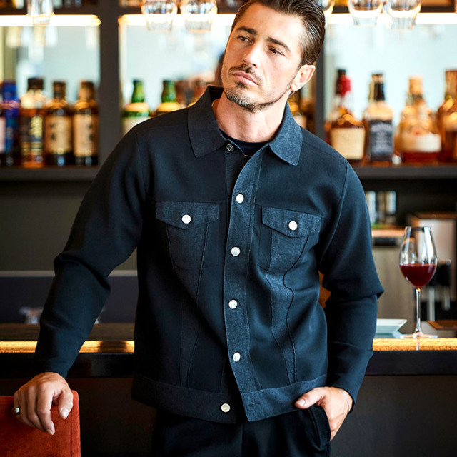 G-ZERO ミラノリブプレーティング編みニットジャージGジャン 450412 G