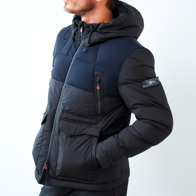 異素材コンビデザインフーデッドダウンブルゾン 450416 G-SATGE ジー