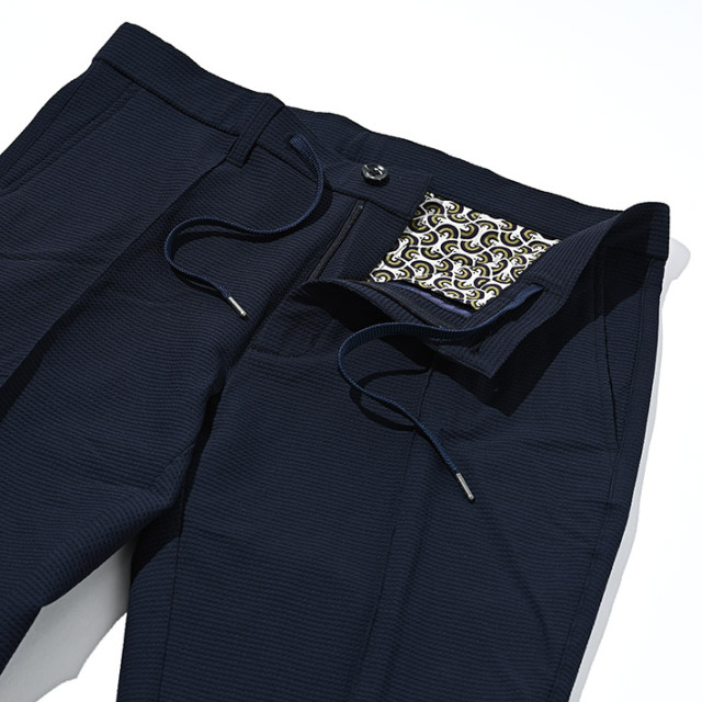 接触冷感テーパードストレッチパンツ ブラック ネイビー 450506 G