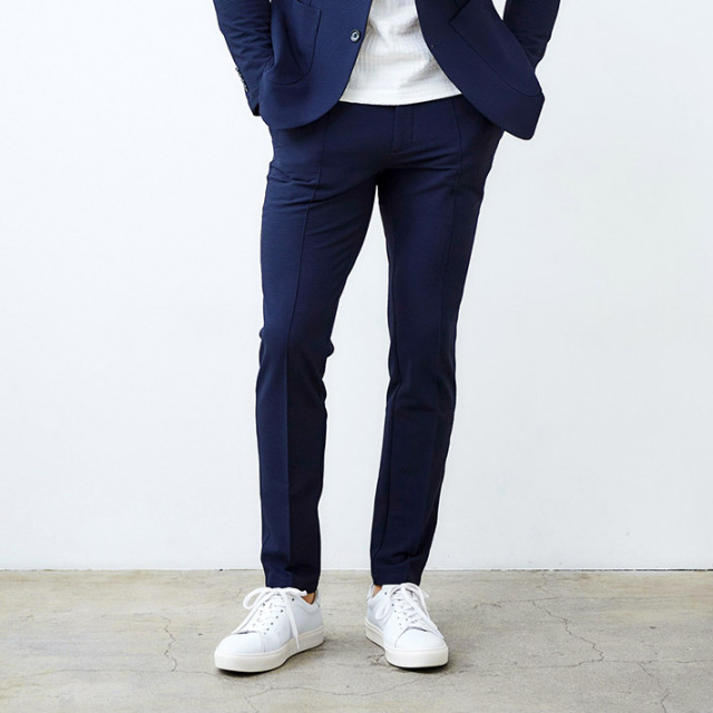 接触冷感テーパードストレッチパンツ ブラック ネイビー 450506 G