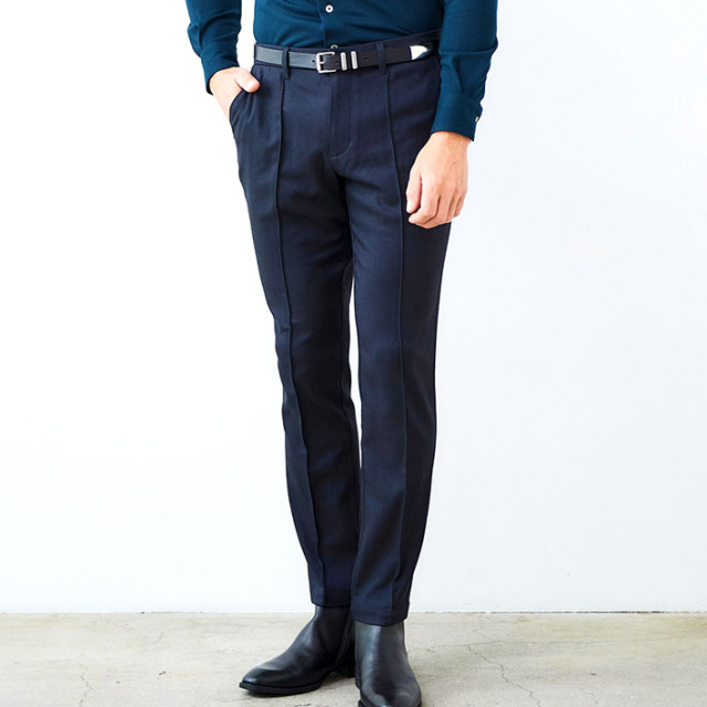 吸湿発熱素材 ソフトサーモ ストレッチ パンツ 美脚 テーパード