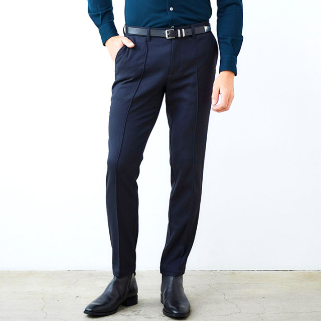 吸湿発熱素材 ソフトサーモ ストレッチ パンツ 美脚 テーパード