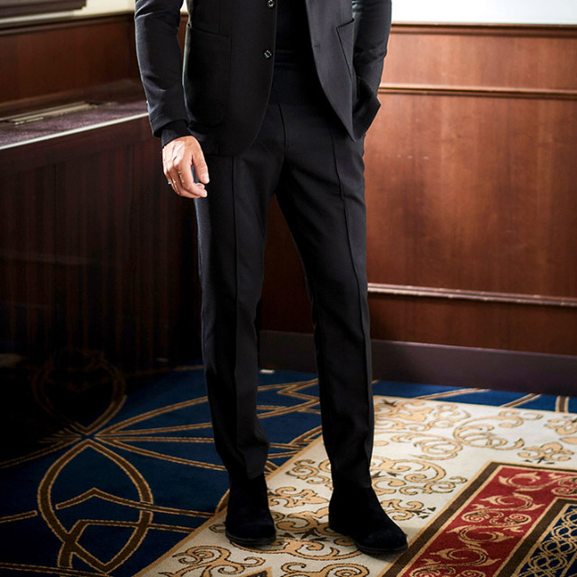 吸湿発熱素材 ソフトサーモ ストレッチ パンツ 美脚 テーパード