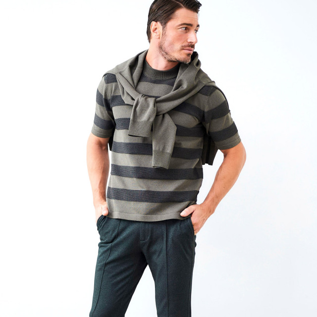 ミラノリブ プレーティング カーディガン Vネック 天竺編み