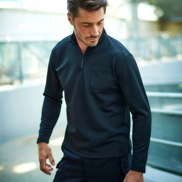 ☆パーリーゲイツ☆ ハーフジップ 長袖カットソー プレミアムウォーム　ネイビー パーリーゲイツ ハーフジップ 長袖カットソー プレミアムウォーム