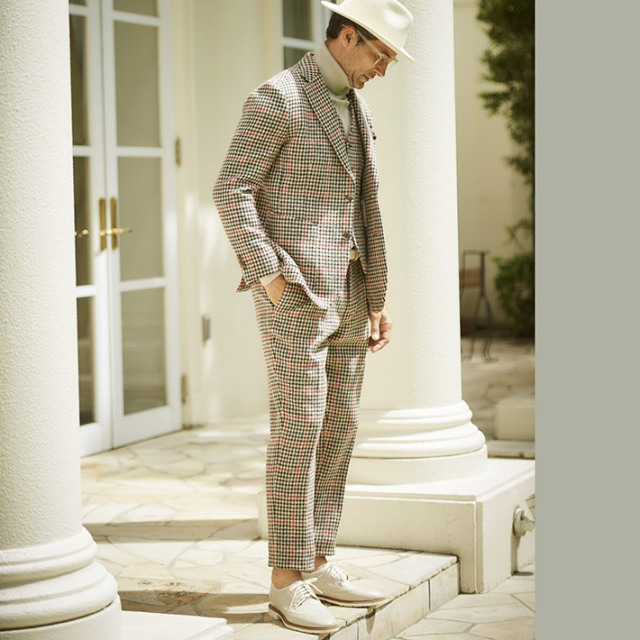 極美品 ハリスツイード Harris Tweed グレージャケットL 千鳥格子柄  