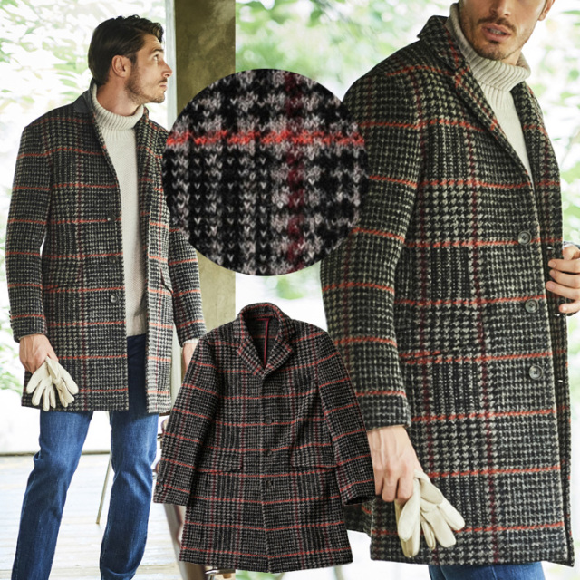 イタリア生地ビックウィンドウチェックチェスターコート ブリットチェック G Stage ジーステージ メンズウエアg Stage