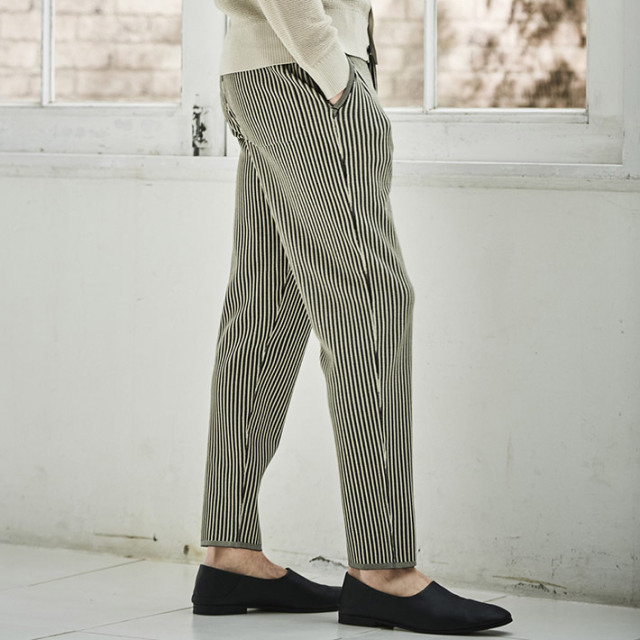 会員様限定SALE在庫限り]G-ZERO ストライプ サマーニット パンツ 軽量